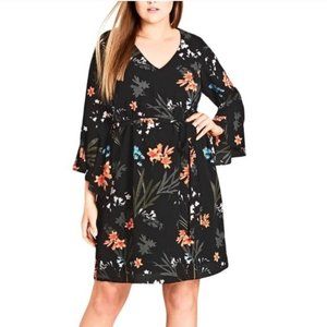 NEW City Chic Floral V-Neck Dress